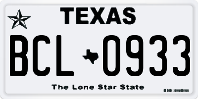 TX license plate BCL0933