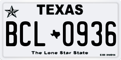 TX license plate BCL0936