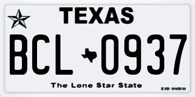 TX license plate BCL0937