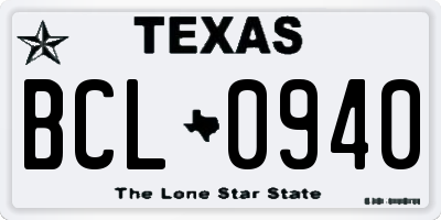 TX license plate BCL0940