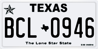 TX license plate BCL0946