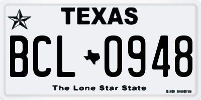 TX license plate BCL0948