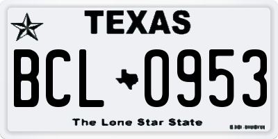 TX license plate BCL0953