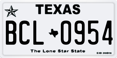 TX license plate BCL0954