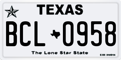 TX license plate BCL0958