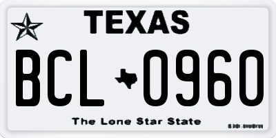 TX license plate BCL0960