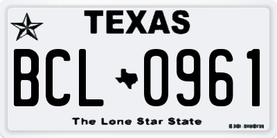 TX license plate BCL0961
