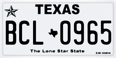 TX license plate BCL0965