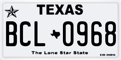 TX license plate BCL0968