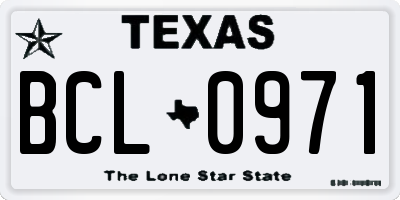TX license plate BCL0971