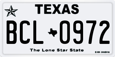 TX license plate BCL0972