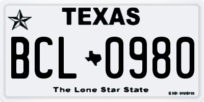 TX license plate BCL0980
