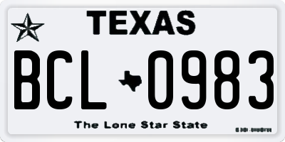 TX license plate BCL0983