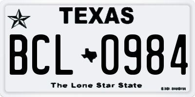 TX license plate BCL0984