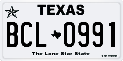 TX license plate BCL0991
