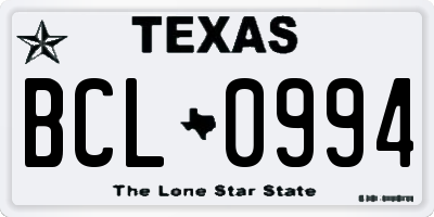 TX license plate BCL0994