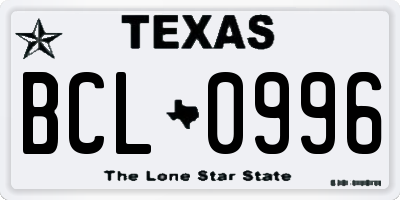 TX license plate BCL0996