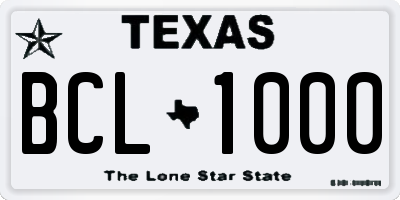 TX license plate BCL1000