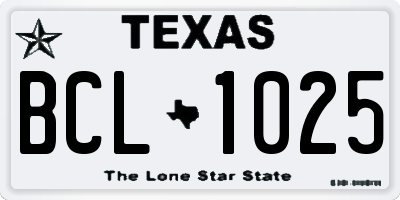 TX license plate BCL1025