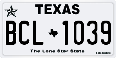 TX license plate BCL1039