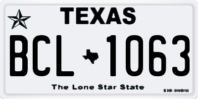 TX license plate BCL1063