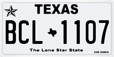 TX license plate BCL1107
