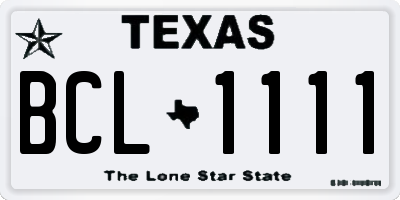 TX license plate BCL1111