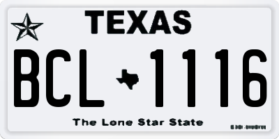 TX license plate BCL1116