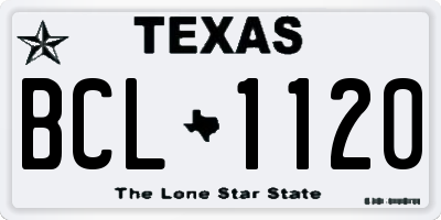 TX license plate BCL1120