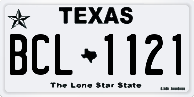 TX license plate BCL1121