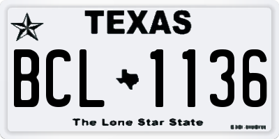 TX license plate BCL1136