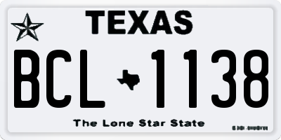 TX license plate BCL1138