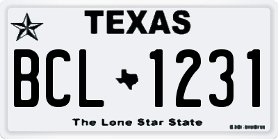 TX license plate BCL1231