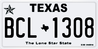 TX license plate BCL1308