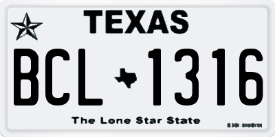 TX license plate BCL1316