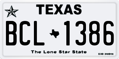 TX license plate BCL1386