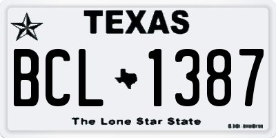 TX license plate BCL1387