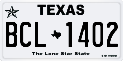 TX license plate BCL1402