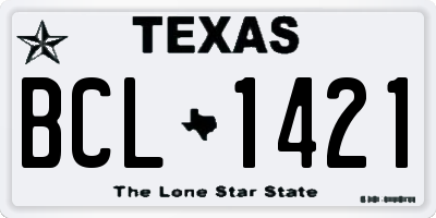 TX license plate BCL1421