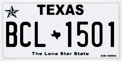 TX license plate BCL1501