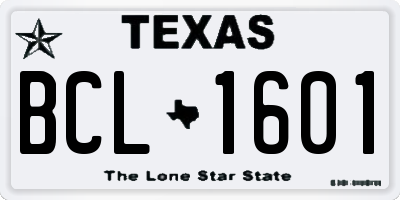 TX license plate BCL1601
