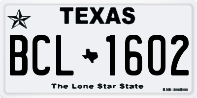 TX license plate BCL1602
