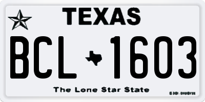TX license plate BCL1603