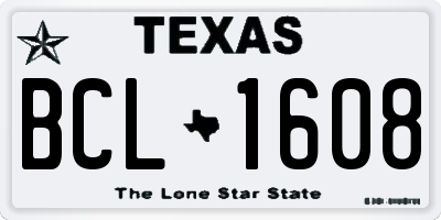 TX license plate BCL1608