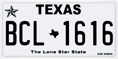 TX license plate BCL1616