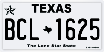 TX license plate BCL1625