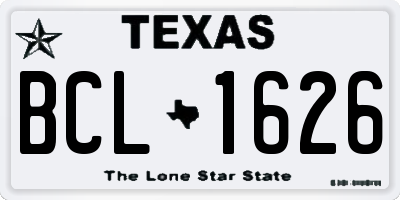 TX license plate BCL1626