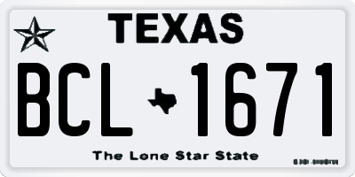 TX license plate BCL1671