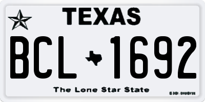 TX license plate BCL1692