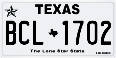 TX license plate BCL1702